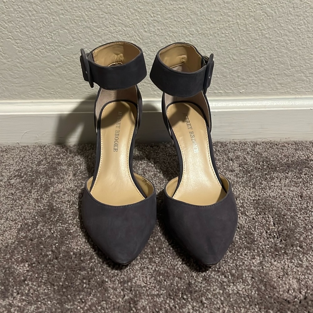 Audrey Brooke Dark Gray Suede Heels